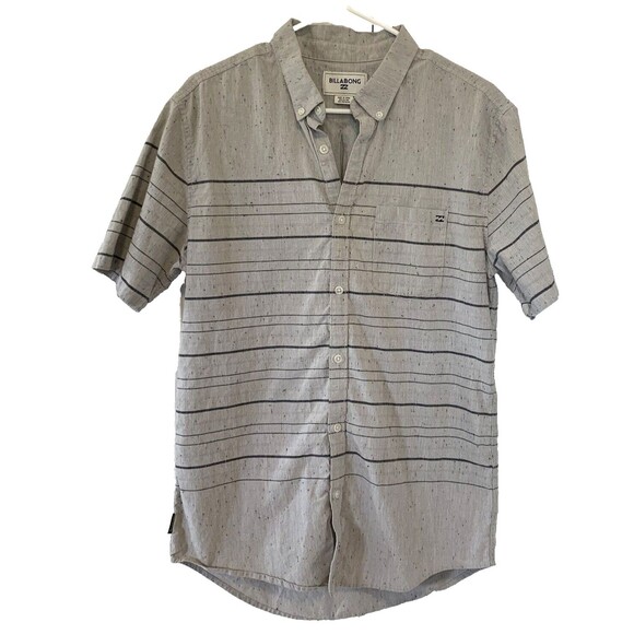 Billabong ZZ Mens Shirt Size L Short Sleeve Cotton Textured Print Button-Down - Picture 1 of 10